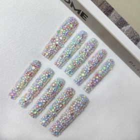 GGddsha 2025 Long Novel Design And Reusable HandmadePMMA Acrylic Press On Nails Full Coverage Candy 3D CrystaFake Nails With Box Gifts For Women,Paste (Option: M)