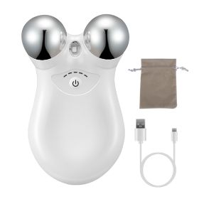 1Pc Micro-current Face Massager Rechargeable Face Neck Roller Intelligent Facial Massager With 5 Gears For Skin Tightening Skin Lifting Wrinkle Reduci (Color: White)