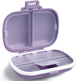 8 Grids Organizer Container For Tablets Travel Pill Box With Seal Ring Small Box For Tablets Wheat Straw Container For Medicines (Color: Purple)