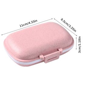 8 Grids Organizer Container For Tablets Travel Pill Box With Seal Ring Small Box For Tablets Wheat Straw Container For Medicines (Color: Pink)