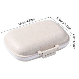 8 Grids Organizer Container For Tablets Travel Pill Box With Seal Ring Small Box For Tablets Wheat Straw Container For Medicines (Color: Wheat)