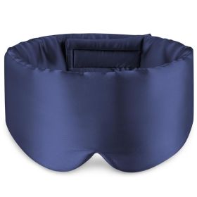 100% Mulberry Silk Sleeping Mask Eyepatch Blocking Light Eyemask Soft Padded Travel Sleeping Aid for Sleep Patch Slaapmasker (Color: Dark Blue)