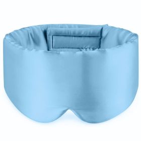 100% Mulberry Silk Sleeping Mask Eyepatch Blocking Light Eyemask Soft Padded Travel Sleeping Aid for Sleep Patch Slaapmasker (Color: Light Blue)