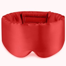 100% Mulberry Silk Sleeping Mask Eyepatch Blocking Light Eyemask Soft Padded Travel Sleeping Aid for Sleep Patch Slaapmasker (Color: Red)