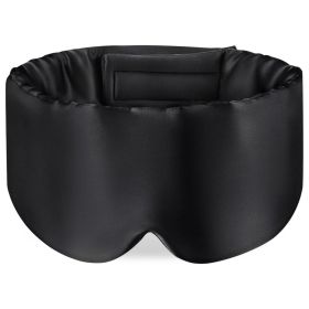 100% Mulberry Silk Sleeping Mask Eyepatch Blocking Light Eyemask Soft Padded Travel Sleeping Aid for Sleep Patch Slaapmasker (Color: Black)