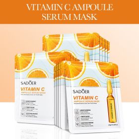 10pcs 24k Gold Essence Mask Moisturizing Brightening Delicate Face Skin Care Facial Mask Wholesale (Color: 10pcs Vitamin C)