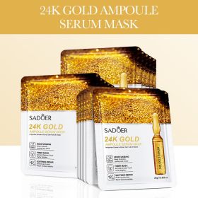 10pcs 24k Gold Essence Mask Moisturizing Brightening Delicate Face Skin Care Facial Mask Wholesale (Color: 10pcs 24k Gold Mask)