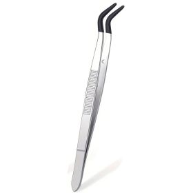 1/4 Pieces Tweezers With Rubber Tips Tweezers Rubber PVC Silicone Coated Non Marring Flat Tip Bent Tip Tweezers Tipped Tweezers (Color: 1pcs Black-W)
