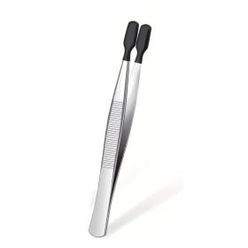 1/4 Pieces Tweezers With Rubber Tips Tweezers Rubber PVC Silicone Coated Non Marring Flat Tip Bent Tip Tweezers Tipped Tweezers (Color: 1pcs Black-F)