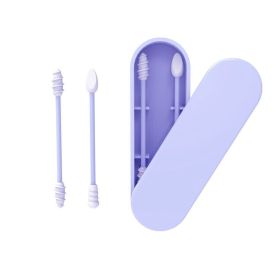 2Pcs Reusable Silicone Ear Swabs with Case Ear Cleaning Cosmetic Silicone Buds Swabs Sticks Double-headed For Cleaning Makeup (Color: Blue)