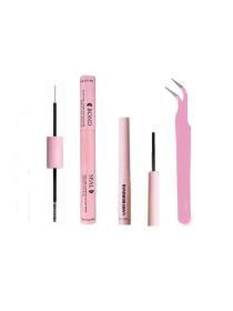 Lash Bond and Seal 10ml Individual Lashes Glue and Seal Super Strong Hold Lash Extension and Lash Glue Remover 5ml Tweezers Kit (Color: SET)