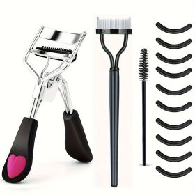 11/16PCS Eyelash Curler with 10pcs Replacement Pads Women Professional Eyelashes Curling Tweezers Clips Lasting Eye Makeup Tools (Color: Blue)