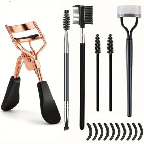 11/16PCS Eyelash Curler with 10pcs Replacement Pads Women Professional Eyelashes Curling Tweezers Clips Lasting Eye Makeup Tools (Color: Red)