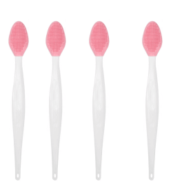 1PC/4PCS Beauty Skin Care Wash Face Silicone Brush Exfoliating Nose Clean Blackhead Removal Brushes Tools With Replacement Head (Color: 4pcs pink)
