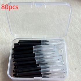 30/80/150/160Pcs I-type push pull interdental brush 0.6-1.5Mm Cleaning Between Teeth Oral Care Orthodontic I Shape Tooth Floss (Color: 80pcs 0.7 mm black)