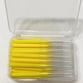 30/80/150/160Pcs I-type push pull interdental brush 0.6-1.5Mm Cleaning Between Teeth Oral Care Orthodontic I Shape Tooth Floss (Color: 30pcs0.8 mm Yellow)