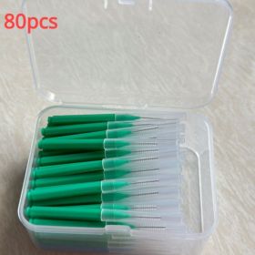 30/80/150/160Pcs I-type push pull interdental brush 0.6-1.5Mm Cleaning Between Teeth Oral Care Orthodontic I Shape Tooth Floss (Color: 80pcs 0.8 mm Green)