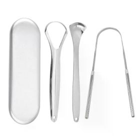 Premium 1pcs/3pcs Metal Tongue Scraper Cleaner for Adults & Kids Portable Stainless Steel Tongue Scrapers Brushes for Removing (Color: 3PCS Silver B)