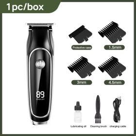 Design of adjustable cutter head with USB charging for electric hair clipper hair and beard trimming (Color: Luxury black)