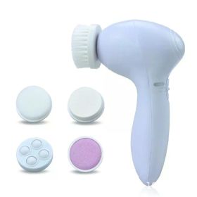 5 in 1 Facial Cleanser Pore Cleanser Face Massager Deep Electric Cleansing Brush Pore Cleaner Blackhead Remover Skin Beauty Care (Color: White)