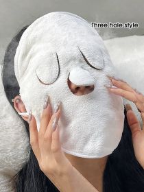 Hot compress towel hanging ear soft skin-friendly steam heating cold hot compress face towel wet compress irrigation face towel (Color: three-hole)