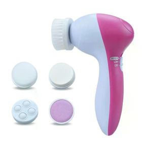 5 in 1 Facial Cleanser Pore Cleanser Face Massager Deep Electric Cleansing Brush Pore Cleaner Blackhead Remover Skin Beauty Care (Color: Pink)