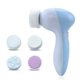 5 in 1 Facial Cleanser Pore Cleanser Face Massager Deep Electric Cleansing Brush Pore Cleaner Blackhead Remover Skin Beauty Care (Color: Blue)