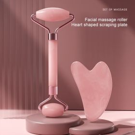 1Pcs Pink Natural Jade Roller for Face - Jade Gua Sha Rose Quartz Face Roller for Aging Wrinkles and Puffiness - Natural Pink F (Color: Pink 2pcs)