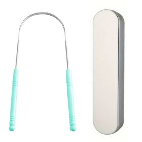 1PCS Stainless Steel Tongue Scraper Oral Tongue Cleaner Brush Tongue Toothbrush Oral Hygiene High Quality Tounge Scraper (Color: 1pcs Green(Iron Box))