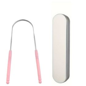 1PCS Stainless Steel Tongue Scraper Oral Tongue Cleaner Brush Tongue Toothbrush Oral Hygiene High Quality Tounge Scraper (Color: 1pcs Pink(Iron Box))