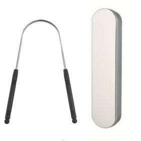 1PCS Stainless Steel Tongue Scraper Oral Tongue Cleaner Brush Tongue Toothbrush Oral Hygiene High Quality Tounge Scraper (Color: 1pcs Black(Iron Box))