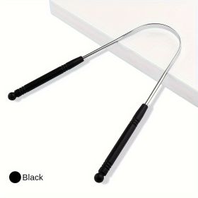 1PCS Stainless Steel Tongue Scraper Oral Tongue Cleaner Brush Tongue Toothbrush Oral Hygiene High Quality Tounge Scraper (Color: 1pcs Black(pp Bag))