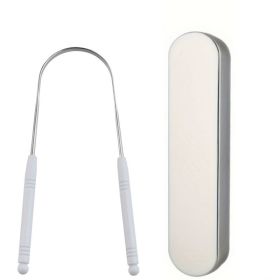 1PCS Stainless Steel Tongue Scraper Oral Tongue Cleaner Brush Tongue Toothbrush Oral Hygiene High Quality Tounge Scraper (Color: 1pcs White(Iron Box))