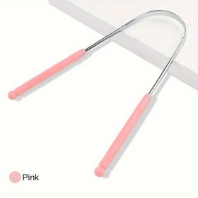 1PCS Stainless Steel Tongue Scraper Oral Tongue Cleaner Brush Tongue Toothbrush Oral Hygiene High Quality Tounge Scraper (Color: 1pcs Pink(pp Bag))