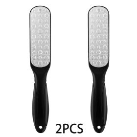 High-Quality 304 Stainless Steel Foot File Double Sided Callus Remover For Dead Skin Professional Pedicure Tools Callous Scraper (Color: 2PCS Black)
