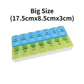 New Weekly Portable Travel Pill Cases Box 7 Days Organizer 14 Grids Pills Container Storage Tablets Vitamins Medicine Fish Oils (Color: NO.18)