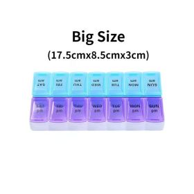 New Weekly Portable Travel Pill Cases Box 7 Days Organizer 14 Grids Pills Container Storage Tablets Vitamins Medicine Fish Oils (Color: NO.8)