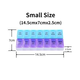 New Weekly Portable Travel Pill Cases Box 7 Days Organizer 14 Grids Pills Container Storage Tablets Vitamins Medicine Fish Oils (Color: NO.3)