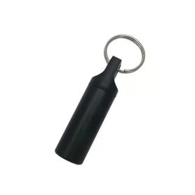 Mini Waterproof Aluminum Pill Box Cases with Sealed Storage Flat Head Round Alloy Cartridge and Keychain for Vitamin Fish Oils (Color: Matte black)