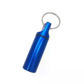 Mini Waterproof Aluminum Pill Box Cases with Sealed Storage Flat Head Round Alloy Cartridge and Keychain for Vitamin Fish Oils (Color: Bright blue)