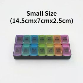 New Weekly Portable Travel Pill Cases Box 7 Days Organizer 14 Grids Pills Container Storage Tablets Vitamins Medicine Fish Oils (Color: NO.6)