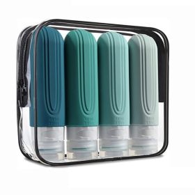 90ml/Set Silicone Travel Multicolour Cosmetic Bottles Empty Container Leakproof Refillable Bottle For Shampoo Conditioner Lotion (Color: light green, Specification, Material: Other, Silicone)