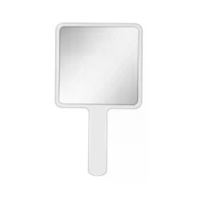 Eyelash Extension Handheld Makeup Mirror Square Makeup Vanity Mirror with Handle Hand Mirror SPA Salon Compact Mirrors (Color: White)