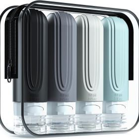 90ml/Set Silicone Travel Multicolour Cosmetic Bottles Empty Container Leakproof Refillable Bottle For Shampoo Conditioner Lotion (Color: gray, Specification, Material: Other, Silicone)