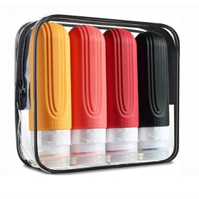 90ml/Set Silicone Travel Multicolour Cosmetic Bottles Empty Container Leakproof Refillable Bottle For Shampoo Conditioner Lotion (Color: Red, Specification, Material: Other, Silicone)