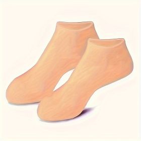 2 Pack Moisturizing Silicone Gel Socks for Dry Cracked Feet Nourishing Skin Lubricating Foot Care Massage Socks (Color: 2PC-Skin)