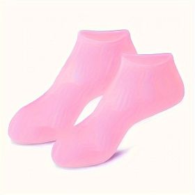 2 Pack Moisturizing Silicone Gel Socks for Dry Cracked Feet Nourishing Skin Lubricating Foot Care Massage Socks (Color: 2PC-Pink)