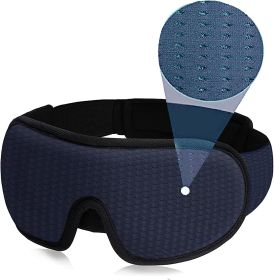 3D Mask for Sleep Eye Mask Lights Blockout Soft Padded Sleeping Fabric Cover Shade Blindfold Eyepatch (Color: Navy Blue)