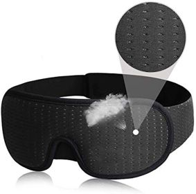 3D Mask for Sleep Eye Mask Lights Blockout Soft Padded Sleeping Fabric Cover Shade Blindfold Eyepatch (Color: Black)