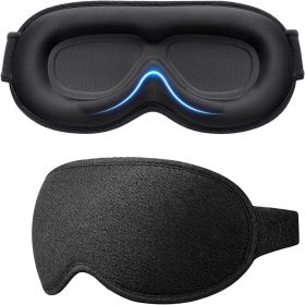3D Sleeping Mask 100% Blockout Light Sleep Mask For Eye Soft Eye Mask for Travel Eyeshade Night Breathable Blindfold Slaapmasker (Color: Type-C-Black)